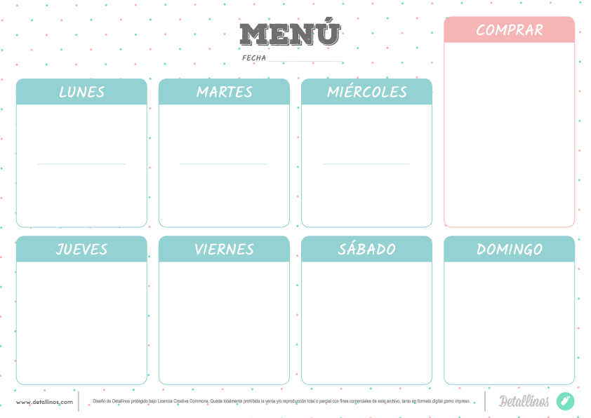 Menú descargable, planificador comidas: 3