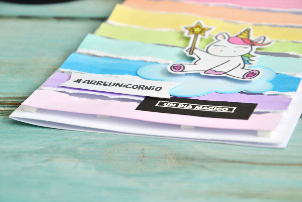 Tarjeta unicornio, detalle texto